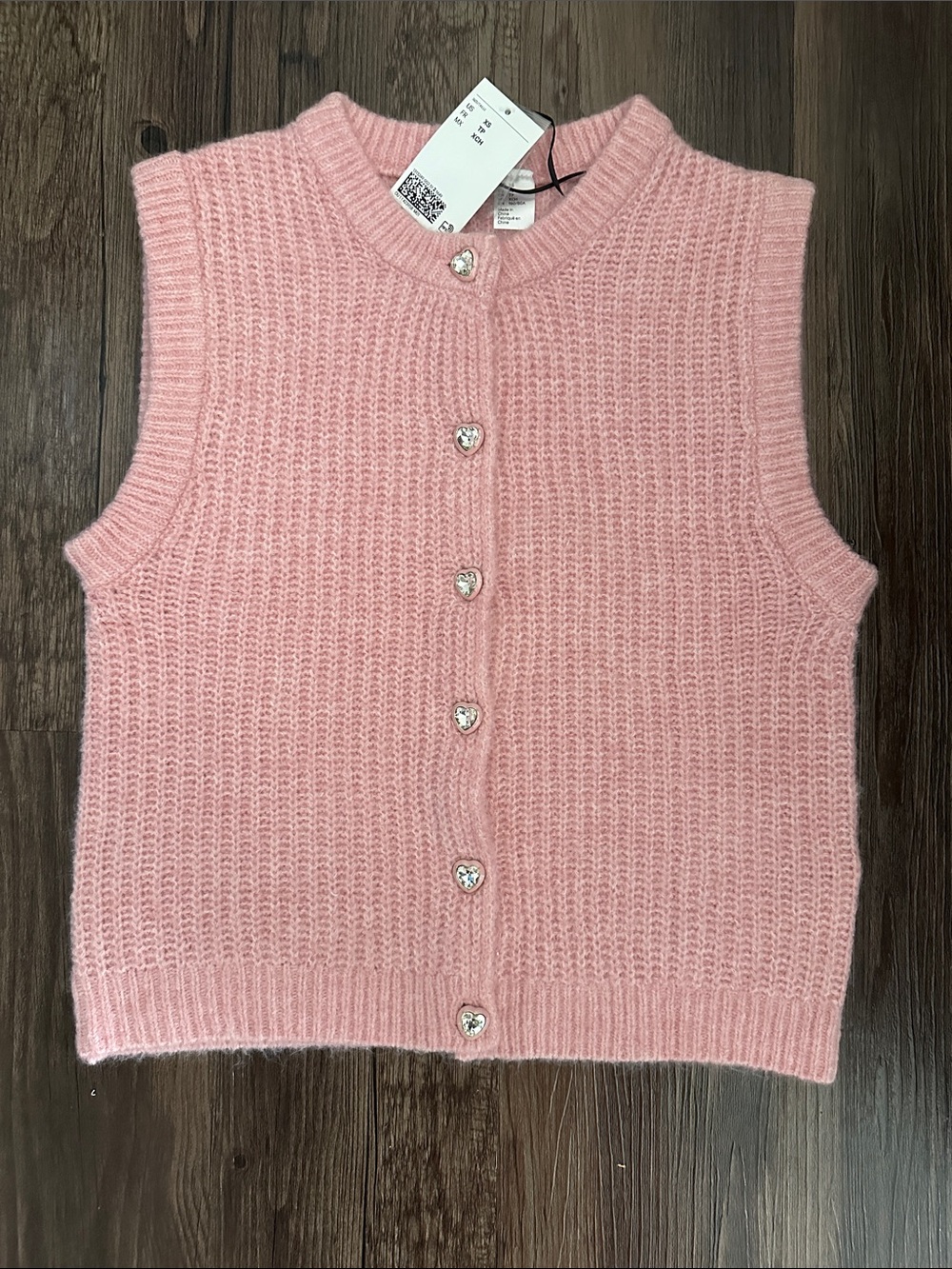 H&M Pink Sleeveless Knit Button-Up Vest